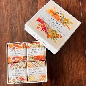 Via Mercato MADE IN ITALY 4 Shea Butter Soaps ~ Pumpkin, Cider, Caramel AUTUNNO